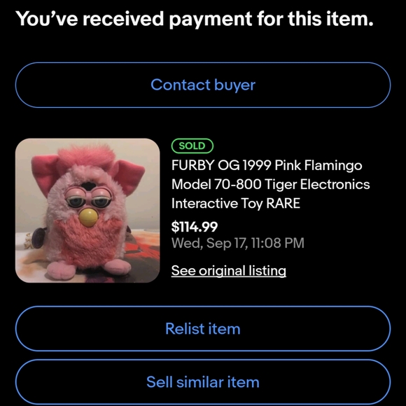 SOLD EB@Y FURBY Original 1999 Pink Flamingo Model 70-800 Tiger Electronics - Picture 1 of 8